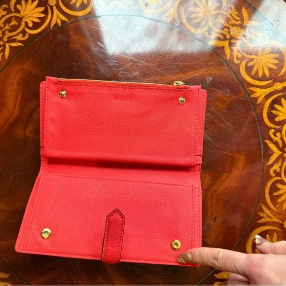 NWOT Rebecca Minkoff Navy Blue/Red Saffiano Leather Wallet MSRP$195 - Picture 8 of 11